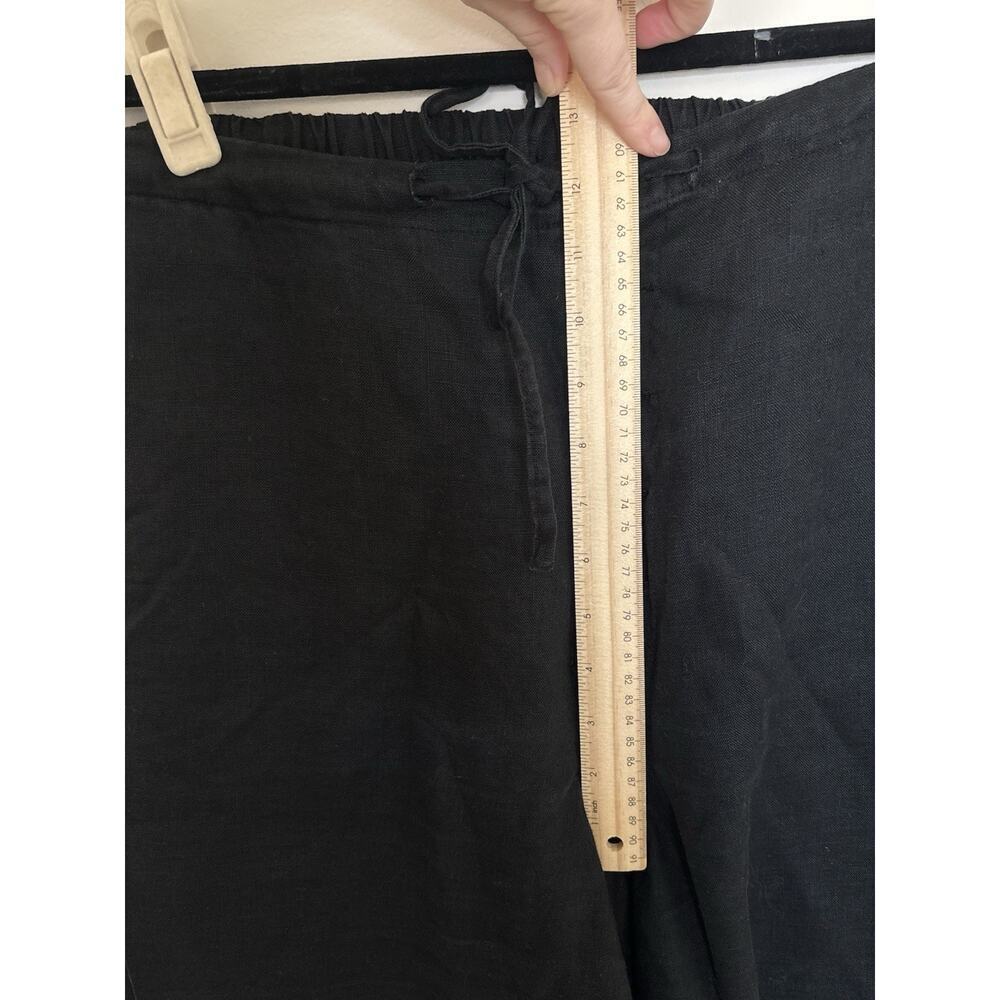 100% Linen Wide Leg Pants Women 14W Tall Black Comfort Quiet Luxury Lagenlook - Picture 9 of 12
